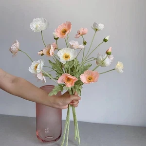 Artificial Silk Poppy Flowers Long Stem for Garden Home Wedding Diy Party Bridal - Picture 1 of 36