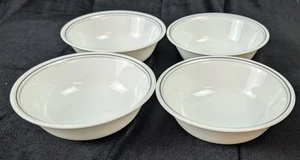 Set of 4 Corelle Misty Leaves 6-1/4" Soup Cereal Bowls Gray Band Vitrelle USA - Picture 1 of 8
