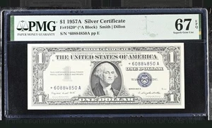 1957A* Star Silver Certificate Dollar PMG 67 EPQ Gem - Picture 1 of 2