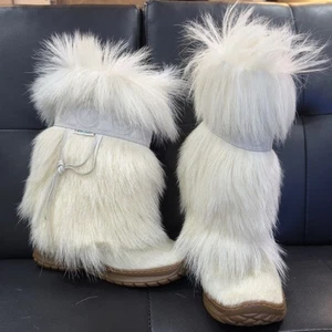 Vintage Pajar Made in Italy Fur Off White Winter Boots Women’s Size 36 - Picture 1 of 6