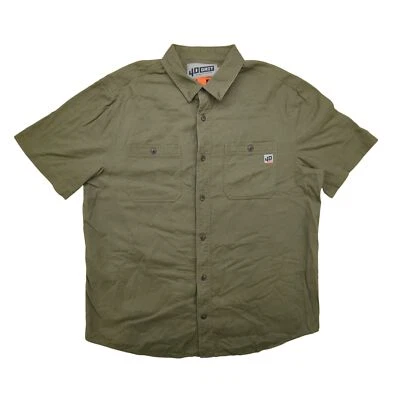40 Grit Shirt Mens XL Short Sleeve Button Up Olive Green Work Utility Pockets - Image 1 of 4