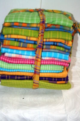 17 HALF YARDS CUTS (34 FAT QUARTERS) BRIGHT PLAID FLANNEL - 100% COTTON FABRIC - Image 1 of 4