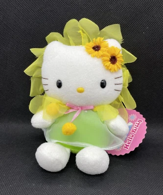 NEW Vintage Sanrio Hello Kitty Plush Green Dress Floral Headband 5.5" (2000) - Image 1 of 4