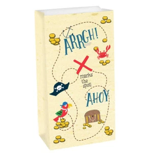 Pirate Party Supplies Birthday Paper Loot Favour Treat Bags 8 Pack Ahoy Boy - Picture 1 of 1