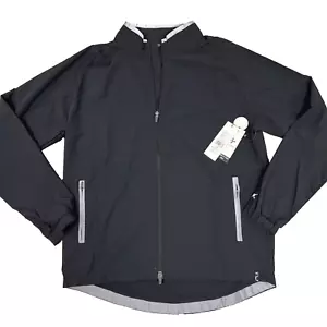 NWT $79 KENNETH COLE GOLF JACKET REFLECTIVE POLY STRETCH BLK WINDBREAKER Mens M - Picture 1 of 3