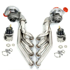 For LS1 LS6 LSX GM T4 AR 0.80/0.81 Oil Turbos +Manifold+Elbows +Wastegates 60mm - Picture 1 of 5