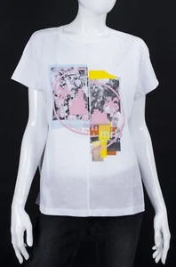 MARKUP DAMEN T-SHIRT RUNDHALS SCHWARZ-WEISS AUS BAUMWOLLE MIT WEICHEM GUMMIDRUCK - Bild 1 von 2