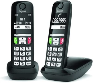 Gigaset E275 Duo Two cordless phones with large keys and loud ring tones Black - Zdjęcie 1 z 6