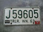Washington 1963 / 81 TRLR. license plate  #   J 59605
