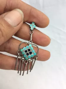 Schöner Vintage indianischer Zuni Dishta Sterlingsilber Türkis Anhänger - Bild 1 von 4