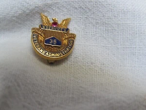 Vintage 10K Solid Gold Veteran’s Administration Ruby 35 Yrs Service Pin - Picture 1 of 5