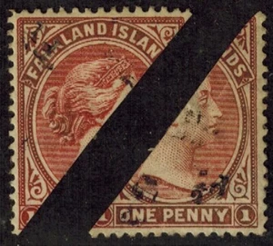 Falkland Island Provisionals 1891 SG 14 1/2d on 1d Brown Claret Left & Right MOG - Bild 1 von 2