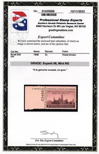 US Scott #943 | Mint NG | Superb 98 | PSE Cert SMQ $55 - Picture 1 of 3