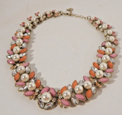 Collar TALBOT’S Imitación Perla Melocotón Rosa Acrílico Estrás - Hermoso Foto 1 de 4