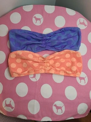 NWT VS PINK 2pk Strapless Polka-dot Lace Bandeau Bralette Tops Size Lg - Image 1 of 4