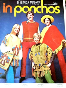 Columbia Minerva 2520 IN PONCHOS crochet 4pg leaflet 8 designs 1970s - Picture 1 of 7