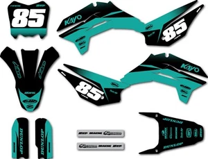 Custom Graphics, full kit fits Kayo TD 125 models Groove Teal Style sticker kit - Bild 1 von 4