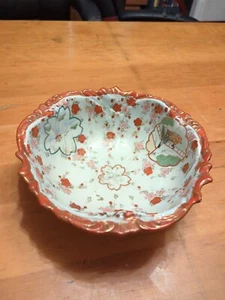 Handpainted Oriental Porcelain Decorative Bowl 11" Floral Red Japan - Bild 1 von 6
