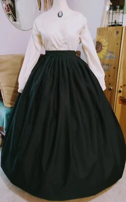 CIVIL WAR DRESS~VICTORIAN STYLE-  JETT BLACK, OVER HOOP MORNING OR DAY SKIRT - Image 1 of 2