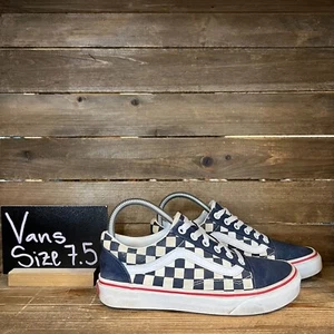 Womens Vans Old Skool Blue Checkerboard Skate Shoes Sneakers Size 7.5 M GUC - Picture 1 of 6