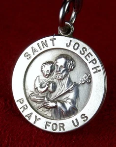 Carmelite Nun's the Workers Patron Saint Joseph Baby Jesus Sterling Rosary Medal - Picture 1 of 5