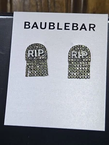 Baublebar Rest In Pettiness RIP Gravestone Dangle Earrings Black Crystal Multi - Picture 1 of 5