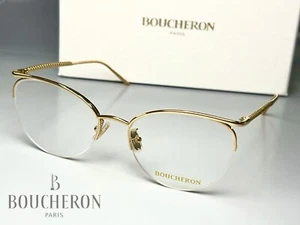 Brand New BOUCHERON Eyeglasses Women BC0059O Metal Gold Half Rim 56-135 France - Picture 1 of 18