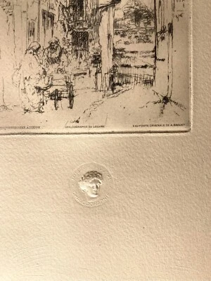 Grabado moderno La Rue años 50 calcografía Musee du Louvre A Brouet Foto 1 de 4