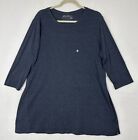 Eddie Bauer Womens T Shirt Indigo Blue 3/4 Sleeve Knit Tunic Size 2XL NWT