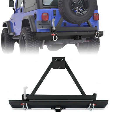 For 87-96 YJ & 97-06 TJ Jeep Wrangler New Rear Bumper W/ Tire Carrier D-ring - Изображение 1 из 4