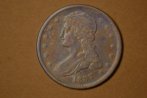 1837 Bust Half Dollar- Nice EF with questionable color. - Picture 1 of 2