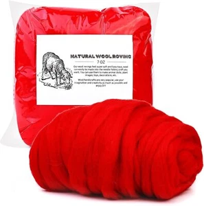 7.02oz Wool Roving Yarn, Needle Felting Wool, Wool Fibre Supplies,7 Color Wool - Picture 1 of 32