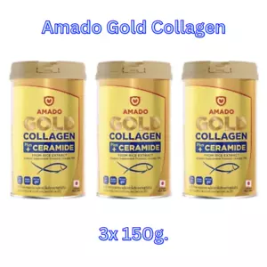 Amado Gold Collagen Plus Ceramide Rice Extract Gold Collagen 150g x 3 - Picture 1 of 15