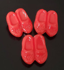 3 Red Glass Vintage Realistic Buttons, Little Pairs Of Shoes!