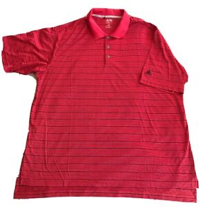 Adidas Climalite Red w/ Black Stripes Golf Polo Shirt Short Sleeve Logo Mens 2XL