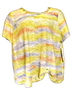 NUEVO CON ETIQUETAS ALFRED DUNNER AMARILLO MULTICOLOR CRISTAL ADORNADO TOP S/S BLUSA CRISTAL 2X - Imagen 1 de 16