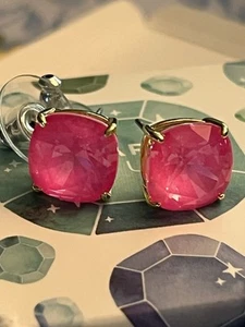Origami Owl Gold Clara Stud Earrings with Electric Pink Crystals - Picture 1 of 5