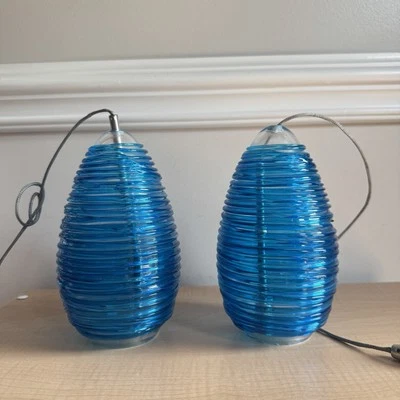 Juego de 2 LBL Iluminación Vórtice Azul Monopunto 1 Luz Pista Colgante - Níquel Satinado Foto 1 de 4