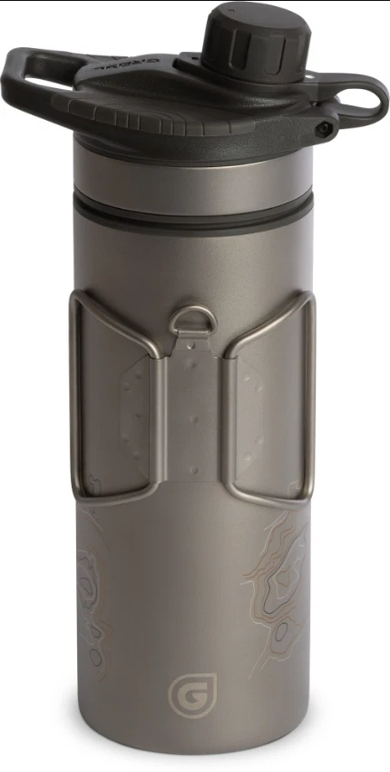 Grayl GeoPress Ti Water Filter and Purifier Bottle- 24 fl.oz Ultimate for Hikers