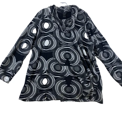 Suéter tejido Ali Miles para mujer talla 2X negro deshilachado artístico único ligero Foto 1 de 4