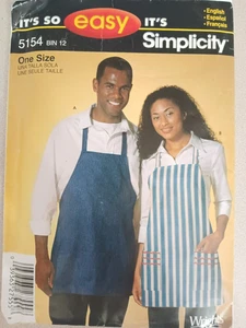 Simplicity Pattern 5154 Unisex Kitchen BBQ Aprons One Size Fits All - Picture 1 of 2