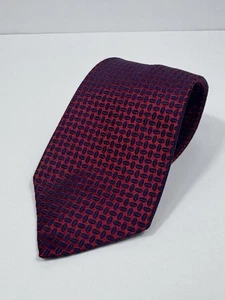 Turnbull Asser Seidenkrawatte England 3,75” x 57,5” Designer rot blau geometrisch - Bild 1 von 7