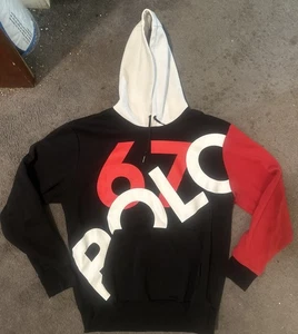 Polo Ralph Lauren Hombres Negro Rojo Ala P Doble Tejido Pullover Sudadera con Capucha Mediana - Imagen 1 de 9