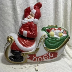 Vintage 1970s Empire Santa Sleigh Blow Mold Plastic Lighted Christmas - Picture 1 of 20