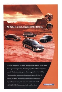 2000 Subaru: All Wheel Drive Runs In the Family Vintage Print Ad - Picture 1 of 1