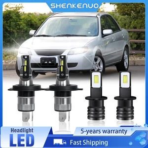 For Mazda protege 2001 2002 2003 6000K 4x H4 H3 LED Headlight + Fog Light Bulbs - Picture 1 of 14