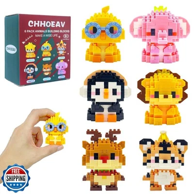 Paquete de 6 lindos mini bloques de construcción de animales juguetes para niños huevos de Pascua  Foto 1 de 4