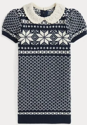 Vestido Polo Ralph Lauren Meninas Floco de Neve Lã-Algodão Suéter Tamanho 8 - Imagem 1 de 4