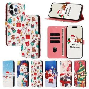 For Ulefone Note 21 20 19 18 17 16 14 Christmas Leather Flip Wallet Phone Case - Picture 1 of 15
