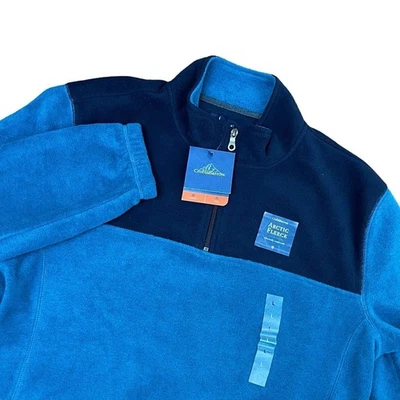 New Croft & Barrow Fleece 1/4 Zip Jacket Men's Large Blue Black Pullover Quarter - Image 1 of 4